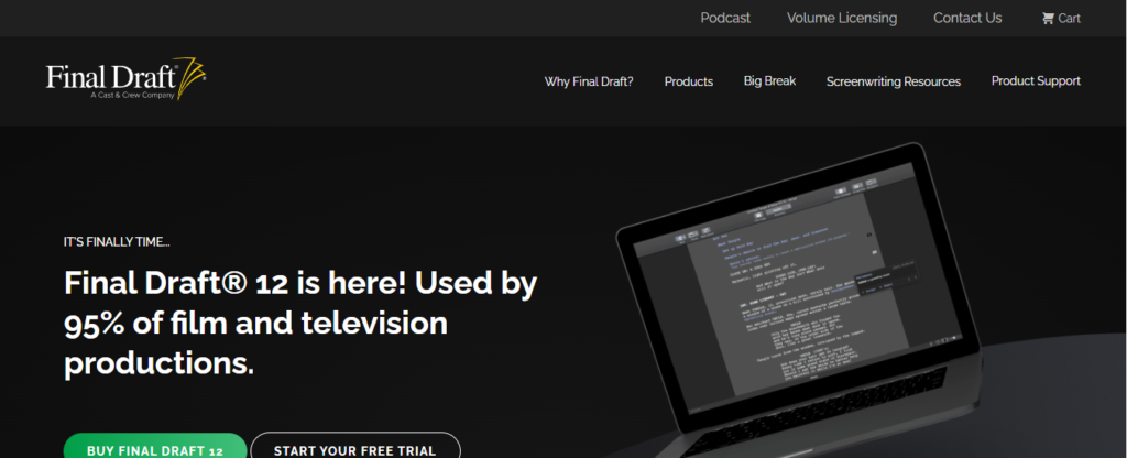 Final Draft Best screenwriting software